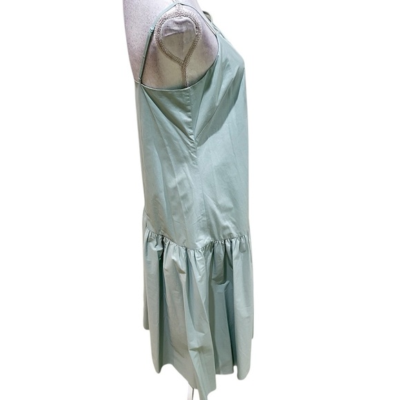 INTERMIX Isla sleeveless pale Green poplin Tiered Maxi drop waist Sundress small - Picture 7 of 12